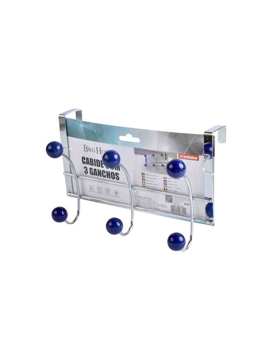 Door Hook 3 Slots Metallic