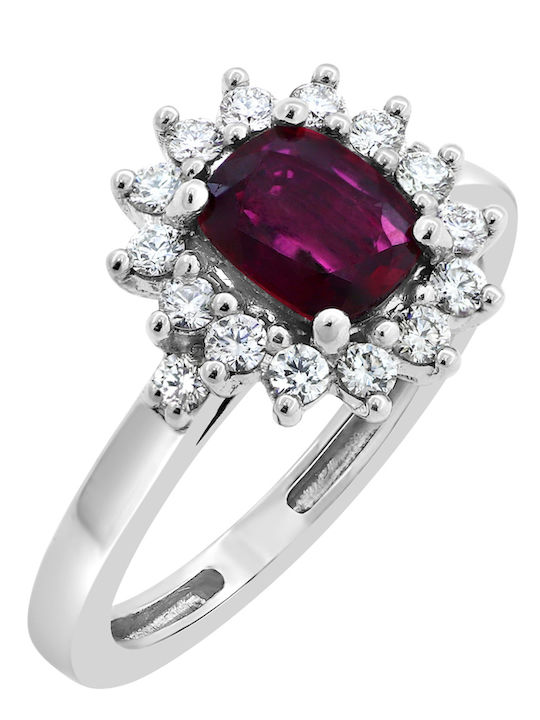 Ring with Diamond made of White gold 18K