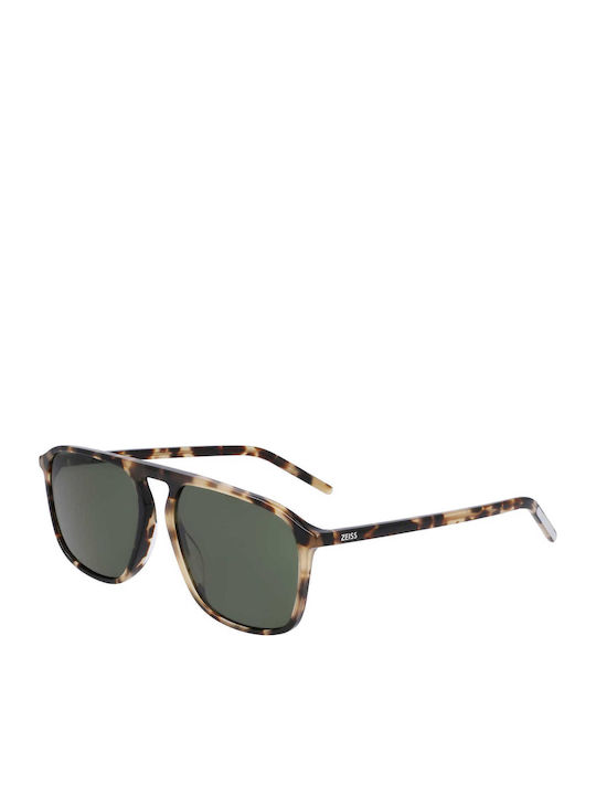 Zeiss Men's Sunglasses with Brown Tartaruga Plastic Frame and Green Lens S0390328
