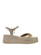 Women's Leather Platform Shoes Gold