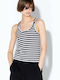 Women's Blouse Sleeveless Striped Black/White