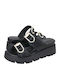 Fuende Women's Leather Platform Shoes Black