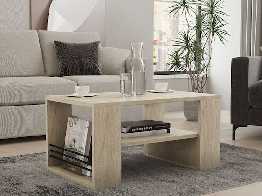 Правоъгълно Централно Кафе Масичка Iris Дървена Travertine Бежова Ш80xД50xВ40см