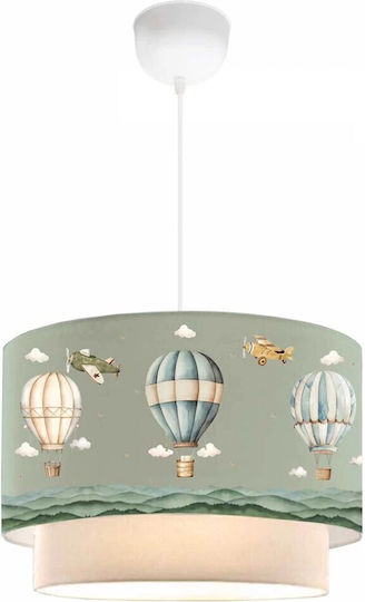 GloboStar Ballon Μονόφωτο Παιδικό Φωτιστικό Κρεμαστό από Ύφασμα με Υποδοχή E27 30x70cm