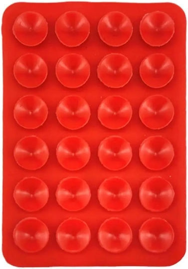 Suction Cup Selfie Silicone Adhesive Stand Rectangular Shape – Red