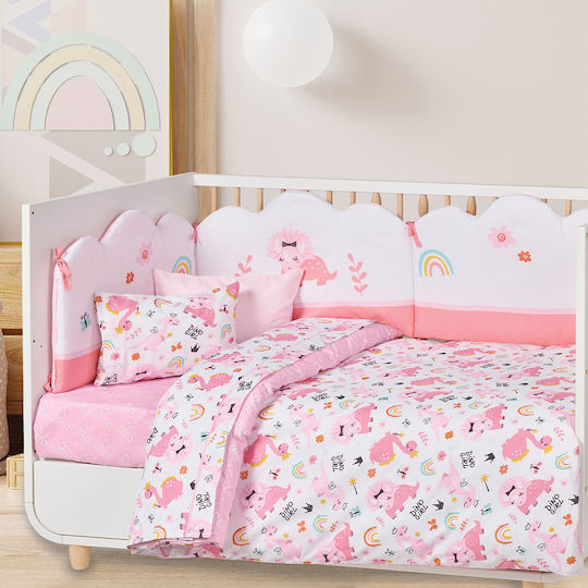 Das Home Baby Bettlaken Dino Girl Rosa 130x170cm