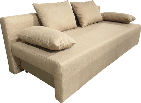 Urban Three-Seater Couch Bed with Storage Space Light Brown 194x93x72 cm