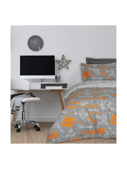 Das Home Сет Единично Basketball Love Сив Оранжев 170x260см