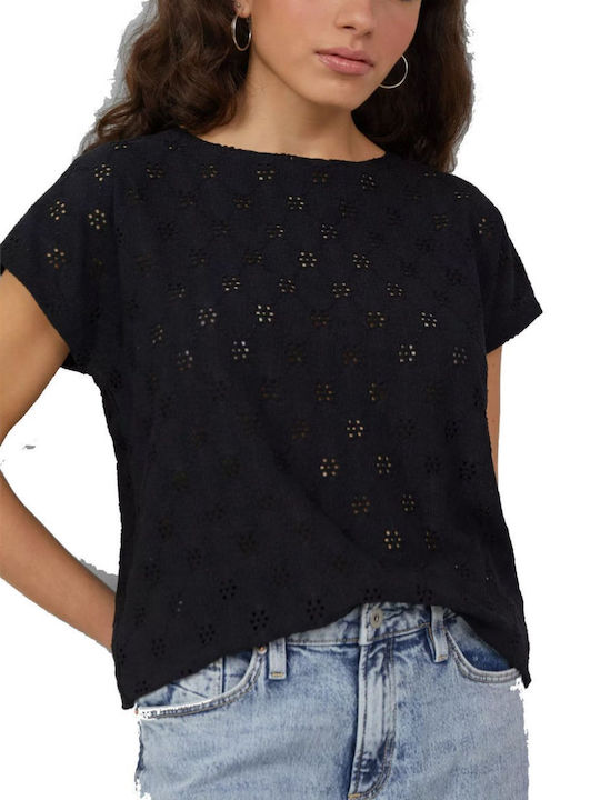 Women's Blouse Short Sleeve Black