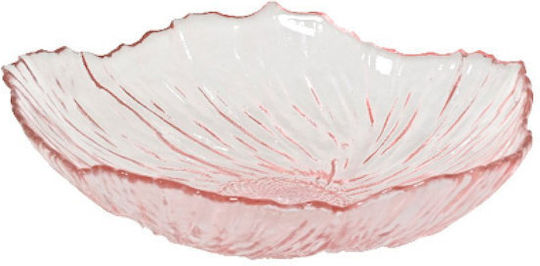 Kaemingk Serving Plate Deep Glass Pink with Diameter 25cm