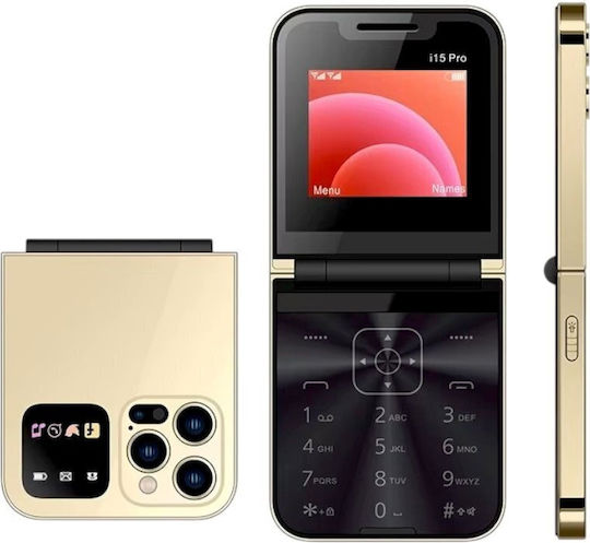 i15 Pro Dual SIM Κινητό με Κουμπιά Χρυσό