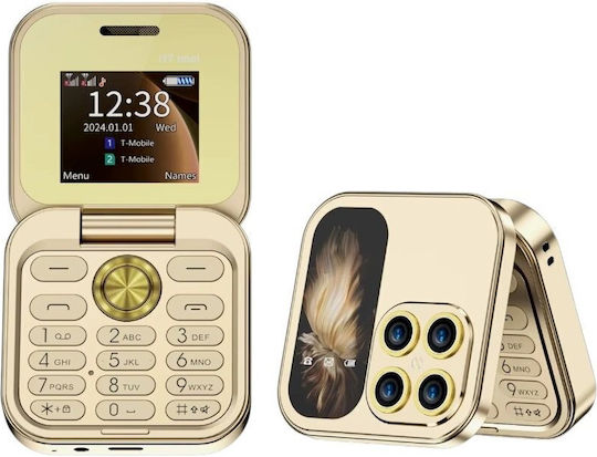i17 Pro Dual SIM Κινητό με Κουμπιά Χρυσό