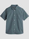 Short-sleeved Linen Shirt Blue