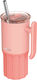 Quokka Handled Tumbler Stainless Steel BPA Free 720ml Peach with Straw and Handle