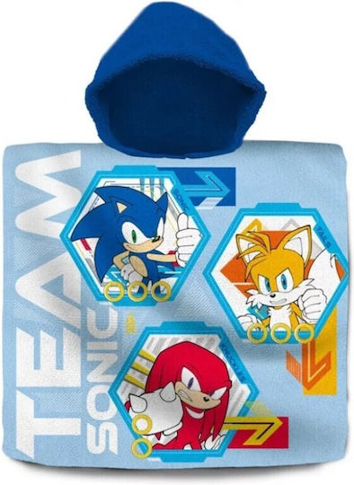 Handtuch Poncho Kidslicensing Sonic Igel 100% Baumwolle 60*120 cm 00021sn