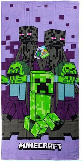 Carbotex Kids' Beach Towel Minecraft Purple 70*140cm 100% Cotton 24002024mc