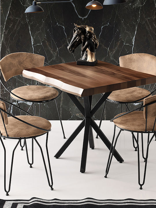 Safir Τραπέζι Τραπεζαρίας Ξύλινο Καφέ 87x80x75εκ.