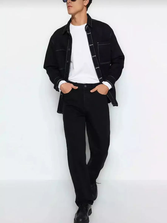 Maxi Black Herren Jeanshosen Elastisches Relaxed Fit Baggy Schwarz