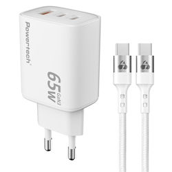 Powertech PT-1415 65W με Καλώδιο USB-C - USB-C