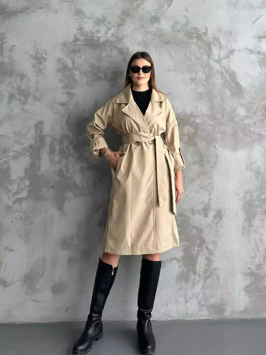 Cazibe Beige Trench Coat