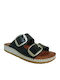 Leather Women's Flat Sandals Anatomic in Black Color