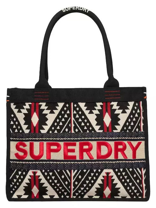 Superdry Leder Damentasche Tote Handtasche Schwarz W9110411A-61A