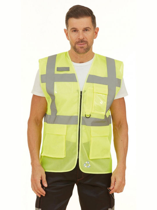 Yoko Hvw820 Fluo Men's Safety Vest with Reflective Film Yellow