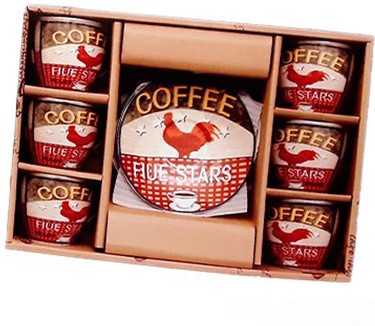 Galifas Set of Cups Coffee Porcelain Red 90ml 6pcs