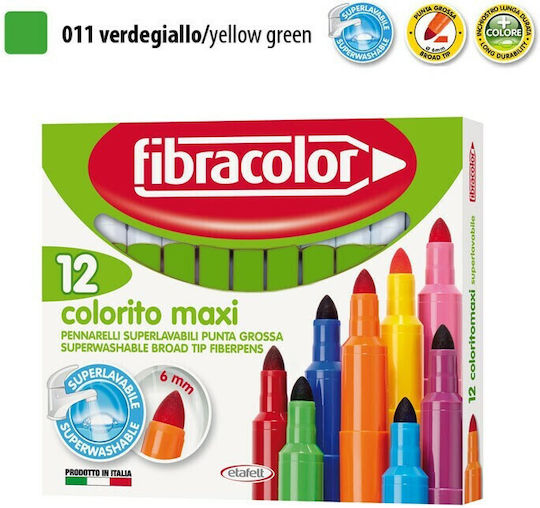 Fibracolor Colorito Grün Zeichenmarker 6mm Dicke Set 12Stück