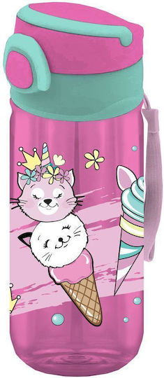 Must Team Kinderflasche Kunststoff mit Strohhalm Lila 500ml