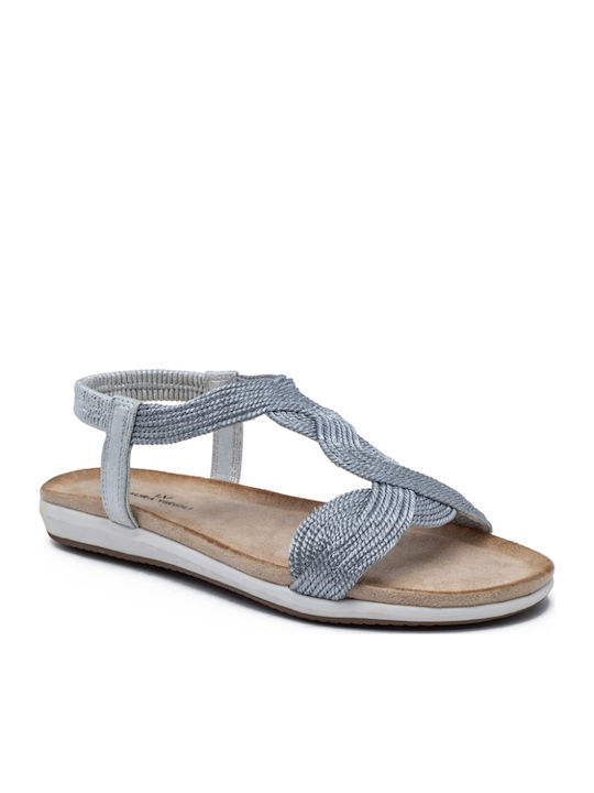 Women's Flat Sandals in Silver Color
