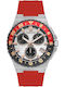 Quantum Men's Watch Chronograph Battery with Red Rubber Strap