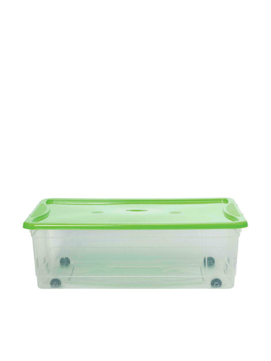 Cyclops Plastic Storage Box with Wheels and Lid Green 75.8x45.8x19.4cm
