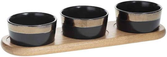 Secret de Gourmet Porzellan Ordnungshüter 3 Schlitze mit Basis Schwarz Ø8.8xH5.6cm W10.5xL32xH5.6cm 1Stück