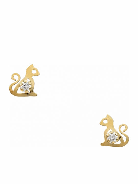 Polytimo Kids Earrings Studs with Stones from Gold