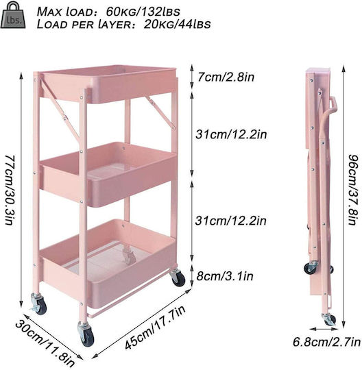 Metallic Trolley 3 Tiers Orange RY-001S