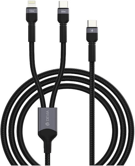 Devia Braided USB to Type-C / Lightning 1.2m 3A Cable (111653)