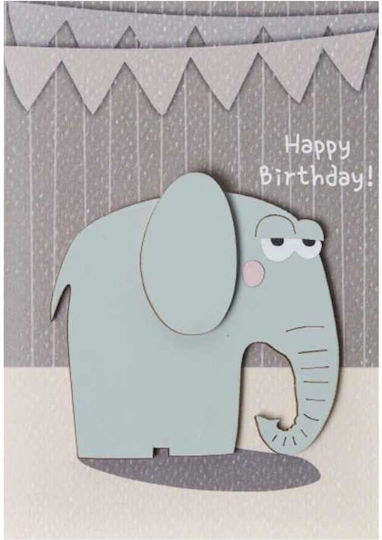 Mini Greeting Card "Happy Birthday!" Elephant Joy Brand