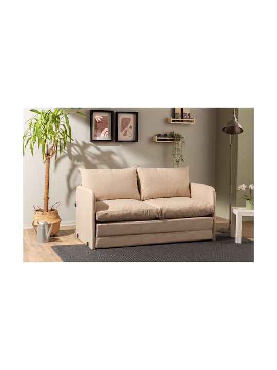 Saga Two-Seater Couch Bed Beige 148x70x66 cm