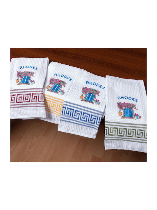 Silk Fashion Rhodes Tea Towel in White Color 45x65cm 12pcs