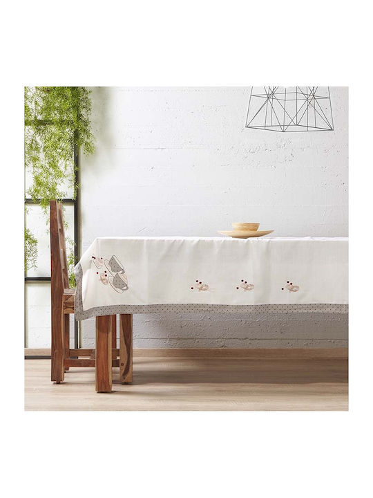 Αιγαίον Τραπεζομάντηλο με Κέντημα White 140x180εκ.