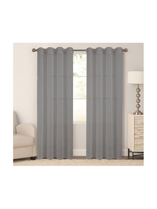 Chios Hellas Curtain with Grommets Gray 140x260cm