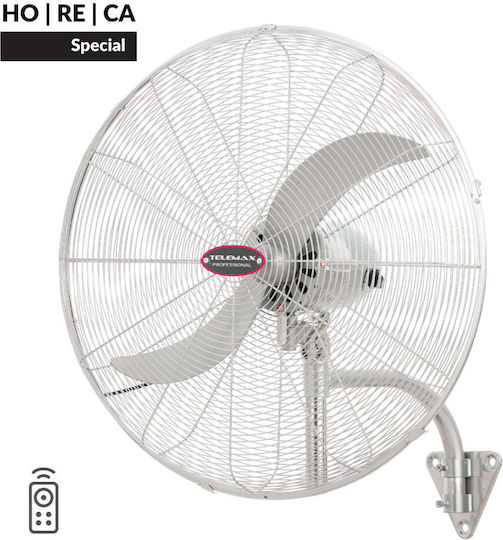 Telemax Fw65 Επαγγελματικός Ανεμιστήρας Επιτοίχιος Διαμέτρου 66cm με Τηλεχειριστήριο