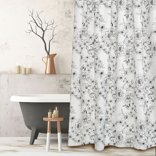Whitegg Κουρτίνα Μπάνιου Υφασμάτινη 180x180cm Γκρι