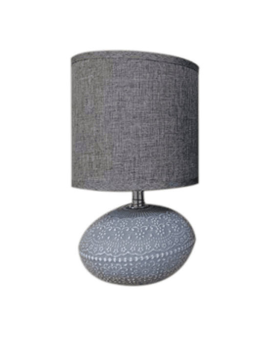 Chios Hellas Ceramic Table Lamp with Gray Shade and Base