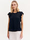 Women's Blouse Short Sleeve Black