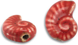 Ceramic Shell Bead Red 21mm 1pc