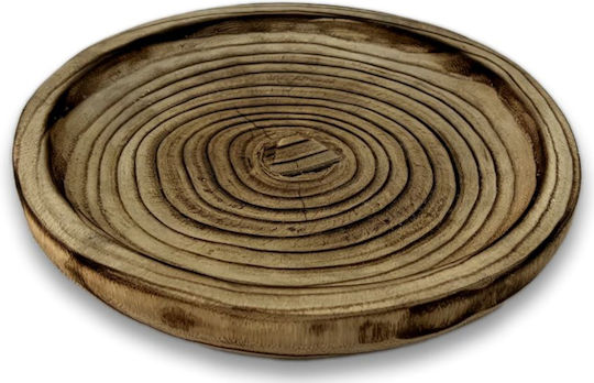 keleman Platou Decorativ Rotundă Lemn Maro 1buc 23x23x3buc