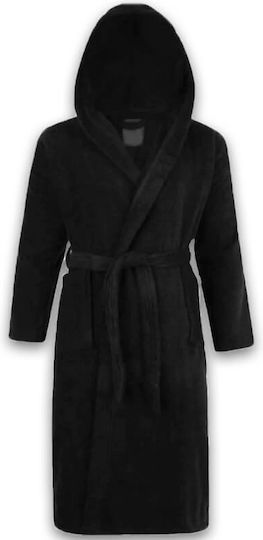 Kids Hooded Bathrobe Black