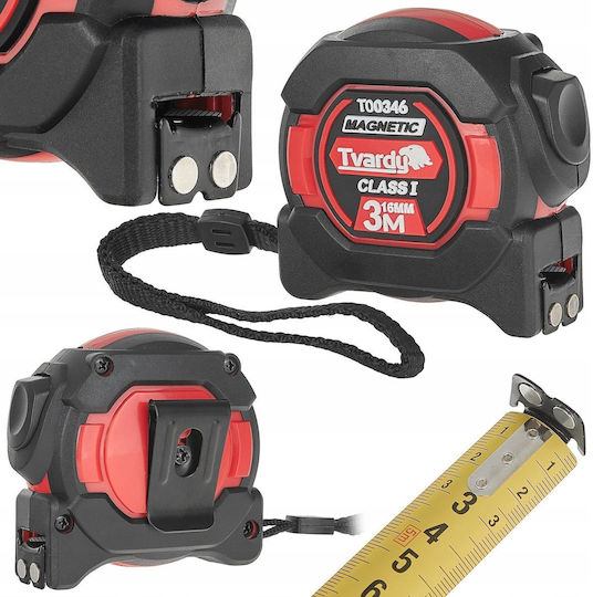 Tvardy Banda de măsurat cu magnet 16mm x 3m